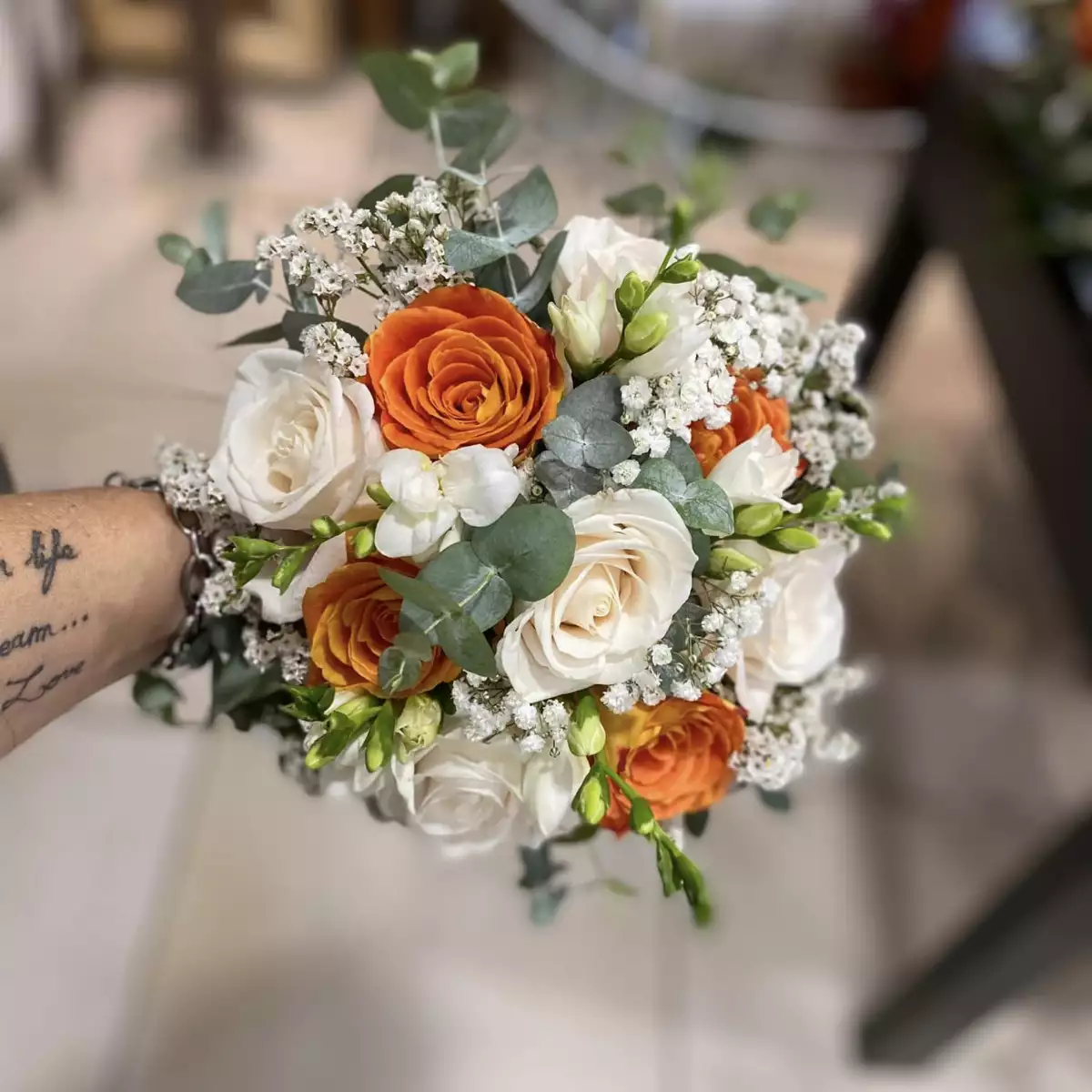 Bouquet boule terracotta