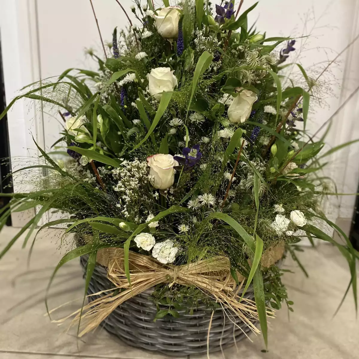 Deuil panier fleurs des champs